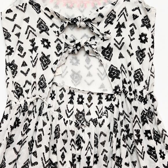 KIWI + PUNCH Southwestern Strappy Mini Dress White Black Open Tie Back Women's L - Picture 9 of 14